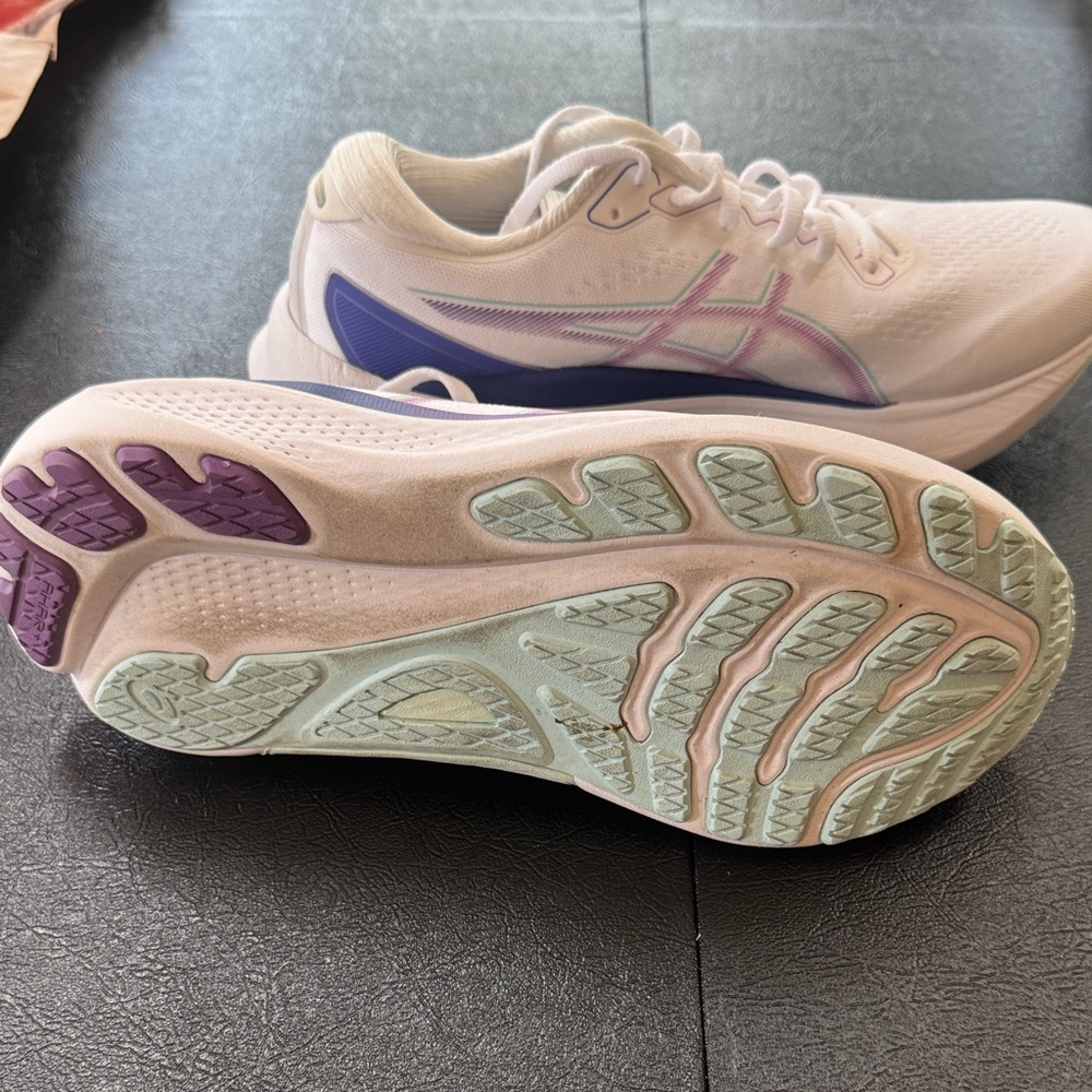 Pure gel White Athletic Sneakers with Pastel Accents. Only worn once - Picture 2 of 3